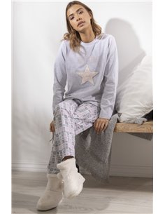 Пижама женская (кофта с длинным рукавом+штаны) Stay at home ADMAS, Серый меланж