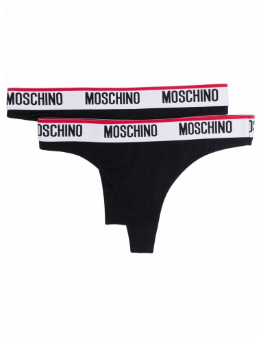 Набор (трусы-стринги женские-2шт) MOSCHINO, Черный