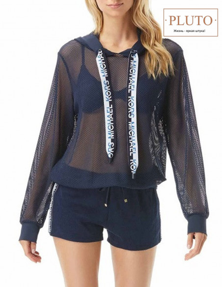 Кофта-сетка с капюшоном и длинным рукавом женская MICHAEL KORS, New Navy Cruise