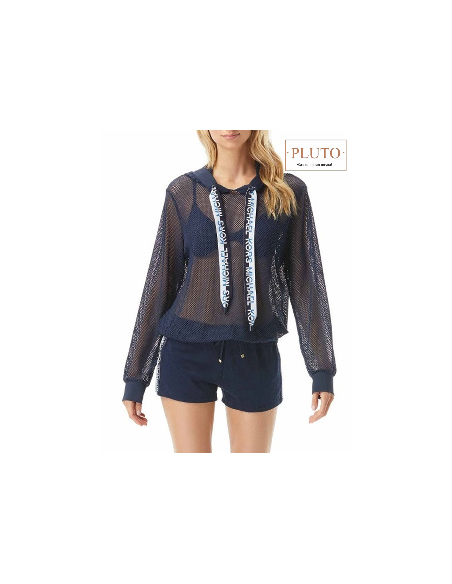 Кофта-сетка с капюшоном и длинным рукавом женская MICHAEL KORS, New Navy Cruise