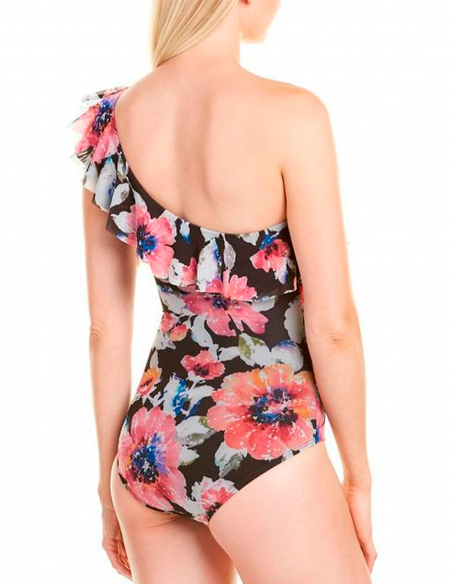 Купальник женский слитный с рюшами "одно плечо" CARMEN MARC VALVO, Black Multi